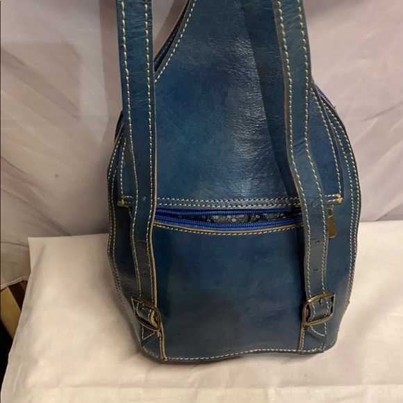 Moroccan Leather Crossbody Backpack - Picture 5 of 11
